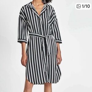 NWT ZARA TENCEL Z1975 DENIM COLLECTION STRIPED SHIRT DRESS